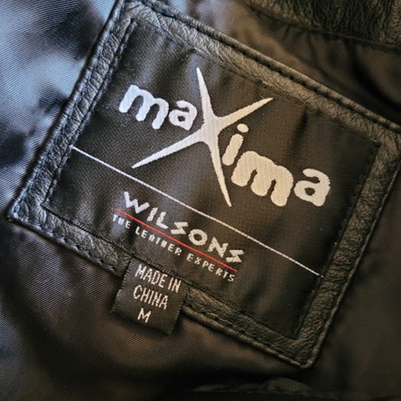 SOLD: VTG 90s Black Leather Maxima Medium Wilsons Zip Sexy Biker Retro Goth - Picture 7 of 10